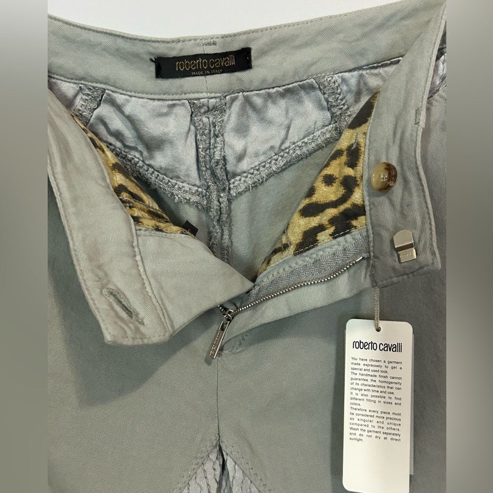 Roberto Cavalli cropped Riding Pants Satin detail Steel Size S $875 - Picture 6 of 15